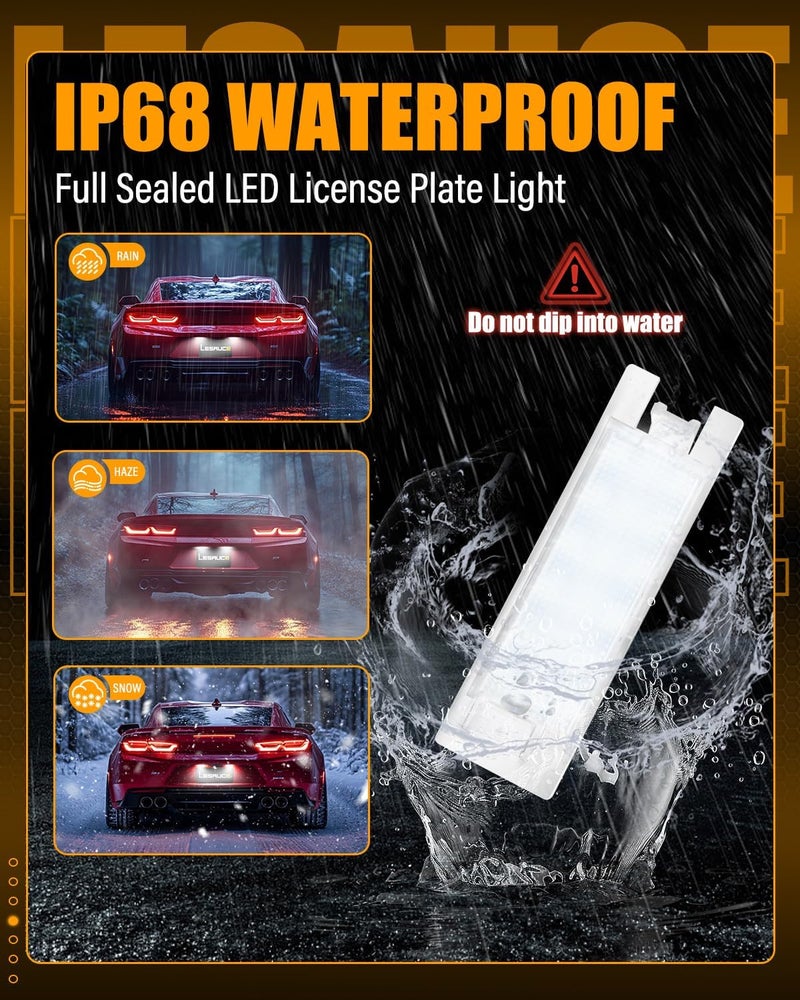 LESAUCE LED License Plate Light For Chevy Camaro Malibu Limited Volt, 6000K White, IP68 Waterprooof, Tag Lamp Assembly Replacement, Pack of 2 - Image 5